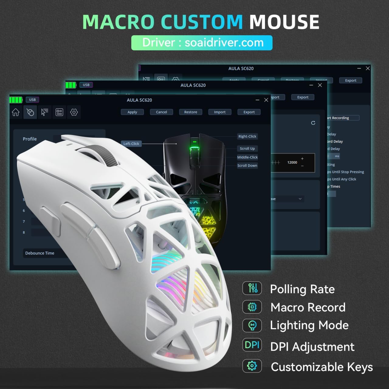 AULA SC620 Nuevo Mouse para Ju - Esports Gaming Mouse Weight Adjustable reseña y precio